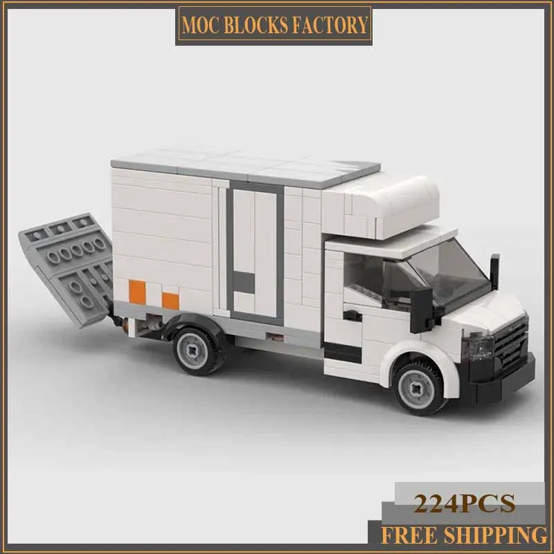 Moc Building Bricks Urban Refit Refrigerated Van Model Technology Modular Blocks Gift Christmas Car Toy DIY Sets Assembly