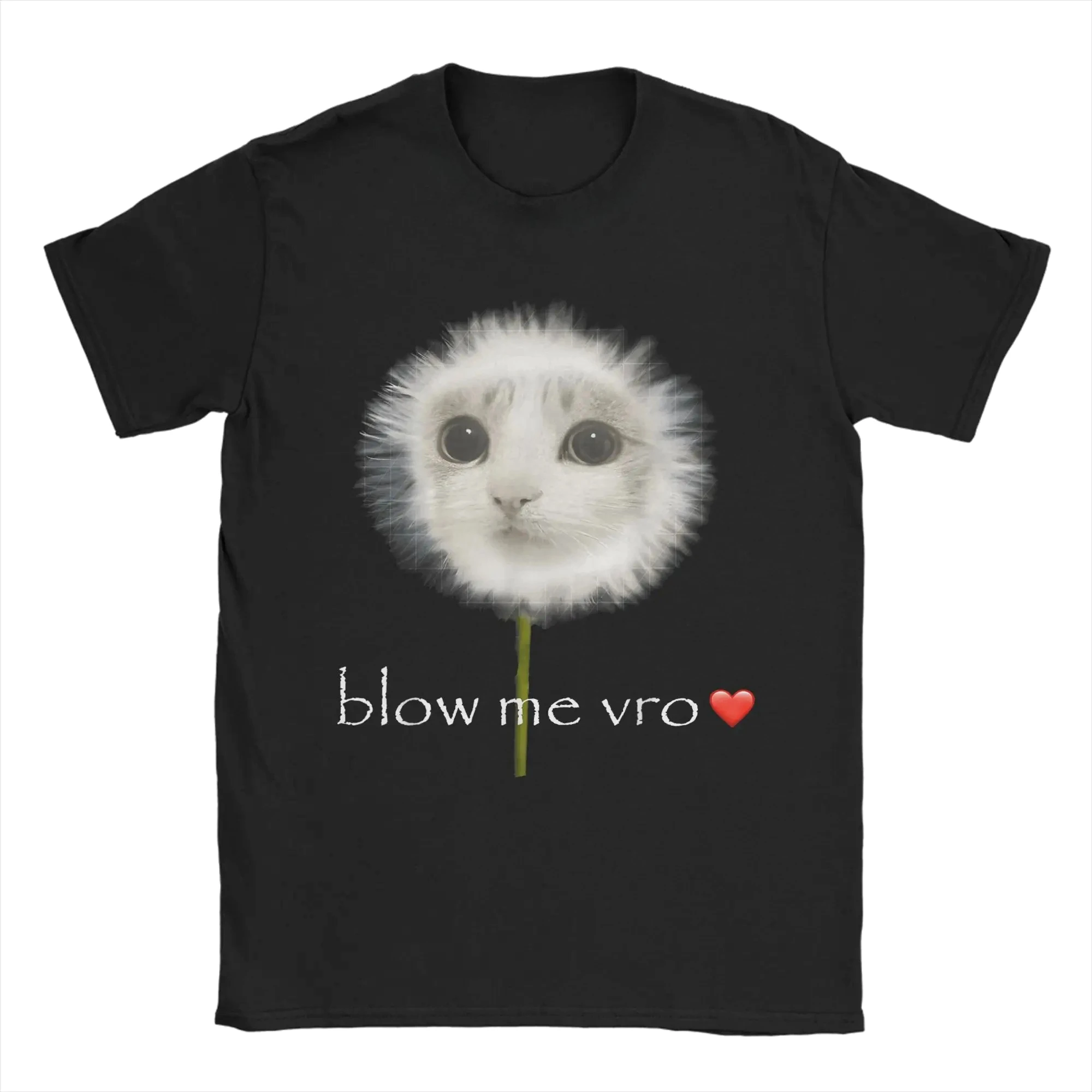 Lustiges Blow Me Dandelion Meowl Katzen-Eulen-Meme T-Shirt für Männer und Frauen, Rundhals, Oversized Tee, Kurzarm-Oberteil, Y2k Gothic Kleidung – Detail 3