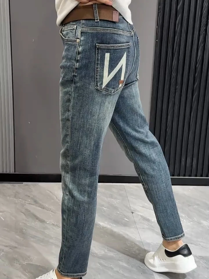 

Высококачественные мужские джинсы: новая коллекция весна-осень, повседневные, модные, со средней посадкой, облегающие, антибактериальные