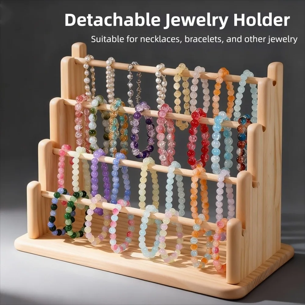 

4/6 Tier Detachable Jewelry Holder Space Saving Jewelry Organizer Wooden Jewelry Display Stand Durable Multi-functional