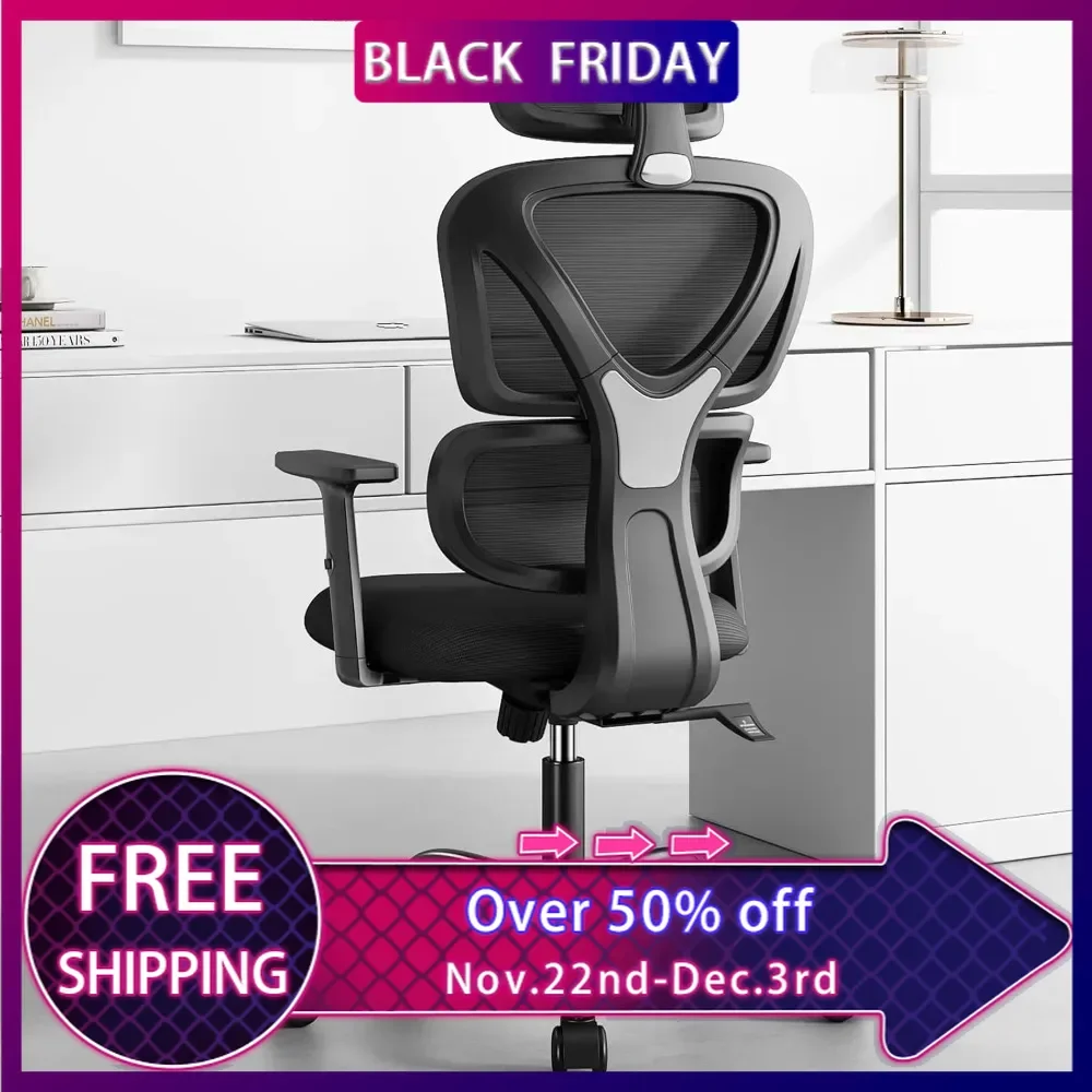 

Ergonomic Office Chair, High Back Mesh Desk Chair with Lumbar Support and Adjustable Headrest, Executive Swivel Computer Chairs