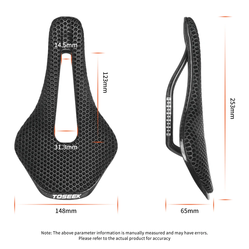 TOSEEK Carbon 3D Printed Bike Saddle Fiber Ultralight Hollow Comfortable MTB Seat Cushion Mountain Road Bike Cycling Accessories