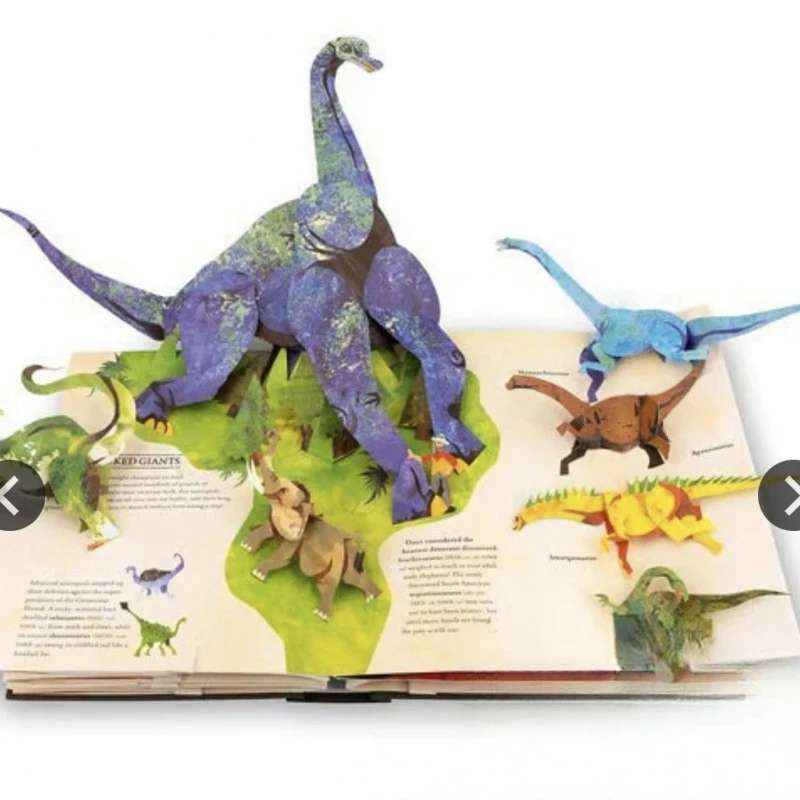 3D Prehistoric Dinosaurs Encyclopedia Pop-Up Educational Book For Kids & Teens, Home Display, Classroom Decor, Birthday Gift