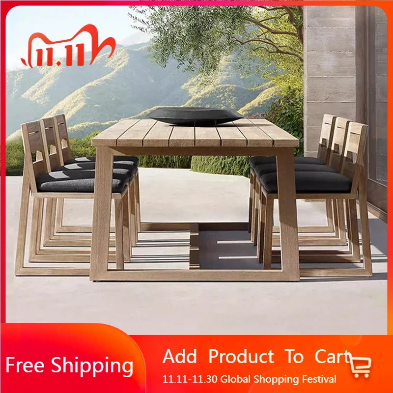 

Garden Solid Wood Outdoor Tables Modern Luxury Lounge Minimalist Outdoor Tables Courtyard Armchair Jardin Mobiliario Furniture