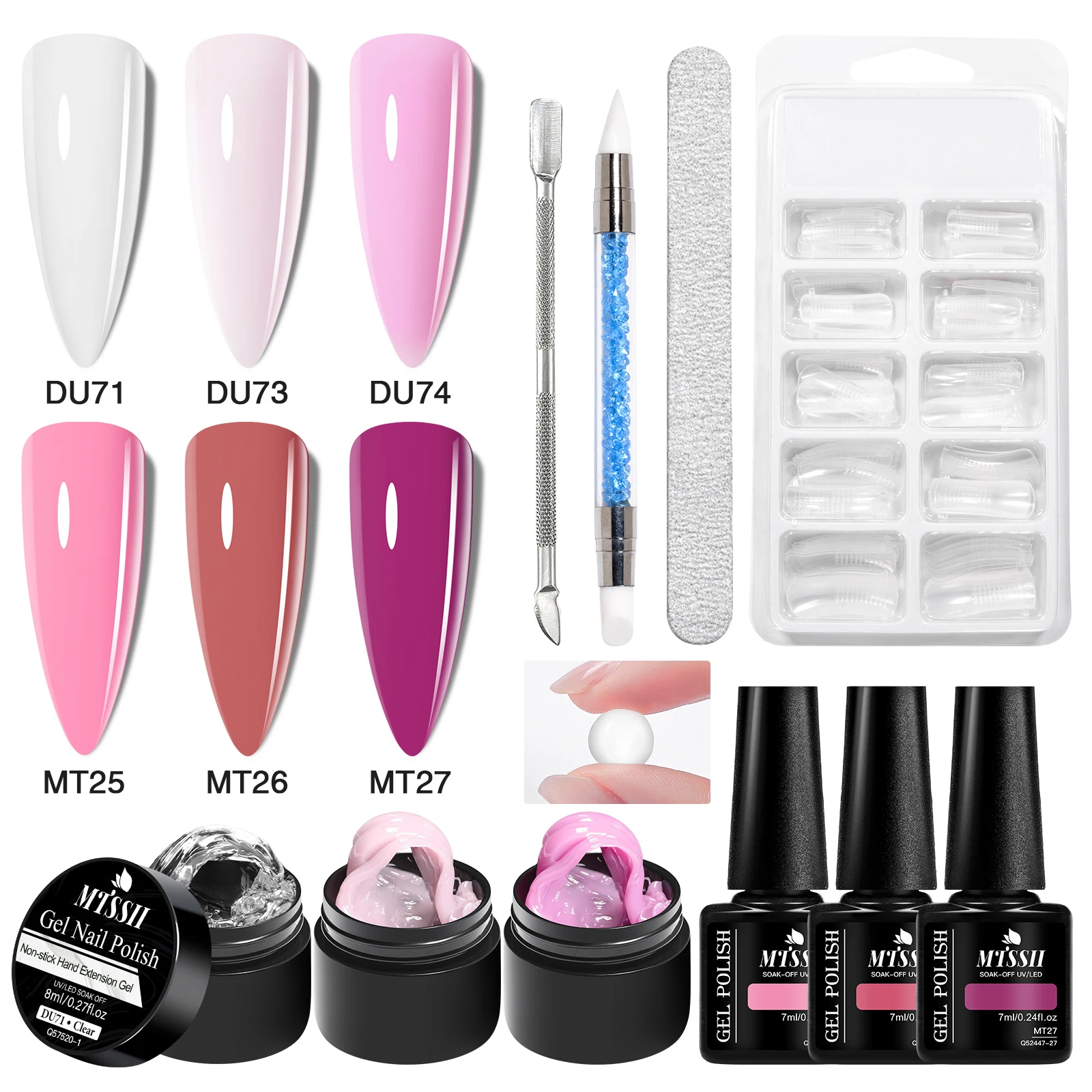 10pcs Non Stick Hand Extension Gel Nail Polish Set 3D Shaping Sculpting Carving Nail Art Solid Hard Gel Varnish for Fake Nails