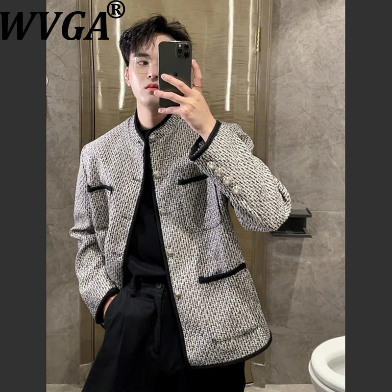 

WVGA Autumn Winter New Men Tide Stand Collar Pockets Trendy Jacket Niche Chic Casual Long Sleeve Coats Streetwear Ins Y2K W16556