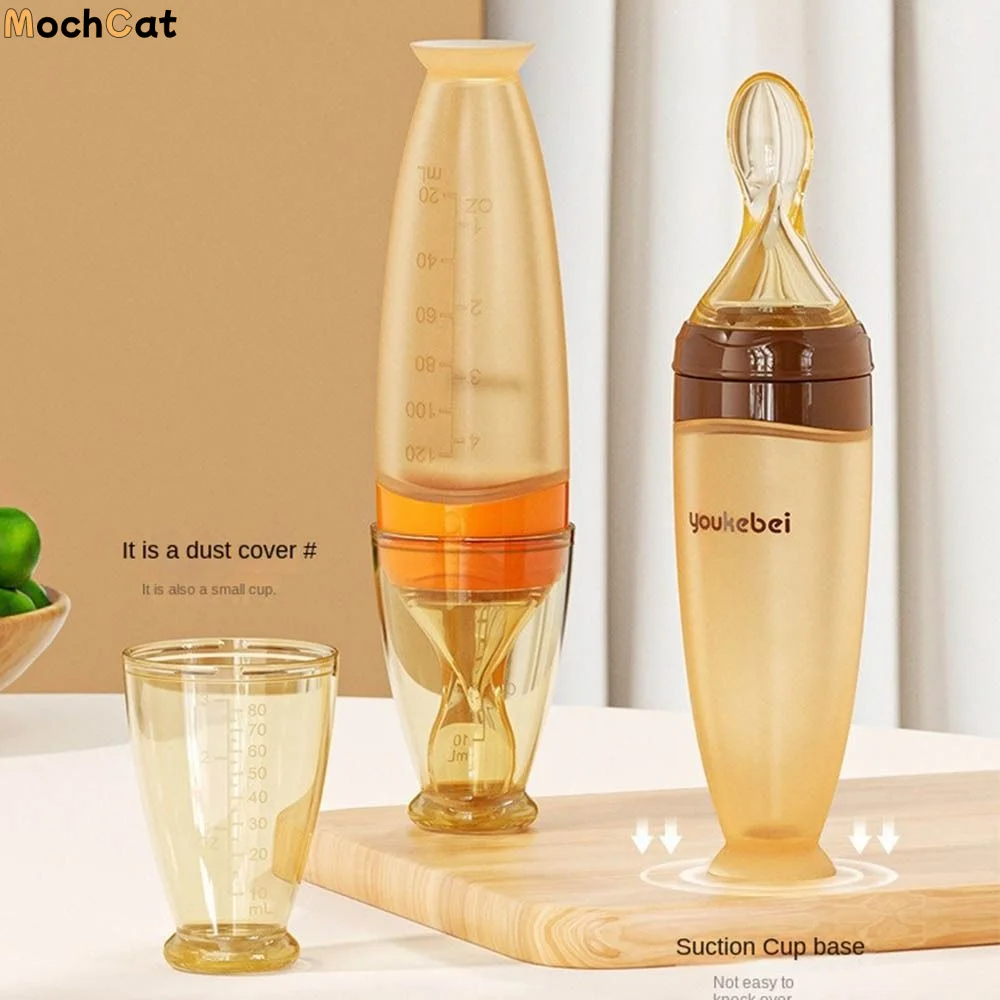 

Silicone Baby Squeeze Spoon High Temperature Resistance Soft Tip Milk Feeding Bottle Safe Squeezing Rice Cereal Bottle