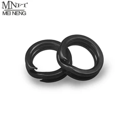 MNFT 100pcs Squashed Fishing Split Dual Layer Ring Matt Black Anti-corrosion Hard Lure Snap Quick Change Tackle Bait Connector