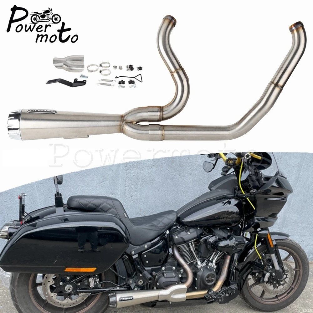 For Harley Softail Low Rider S ST EI Diablo Street Bob 2018-up 2-into-1 Motorcycle Complete Full System Exhaust Pipe Muffler