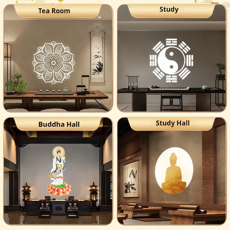 Buddha projection lamp lotus Guanyin customized ground pattern wall background mural atmosphere projection lamp spotlight