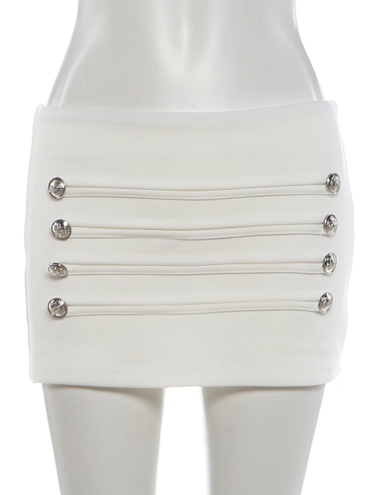 Sisterlinda Chic Trend Rock für Damen, Sexy mit Knopfleiste, Patchwork-Design, Modisch, Vielseitig, Nachtclub-Outfit, Einfache Alltagskleidung – Detail 7