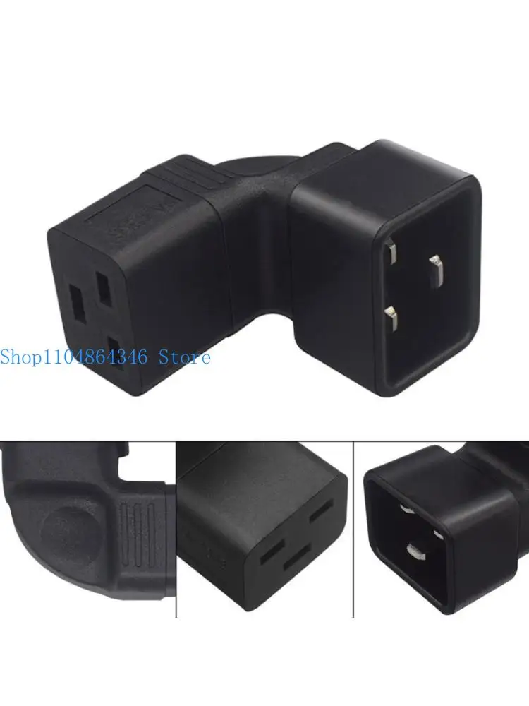 652F 3-Prong C20 to C19 Connector Adapter Male Plug to Female Socket Converter Power Supply Adapter Black 90 Degree