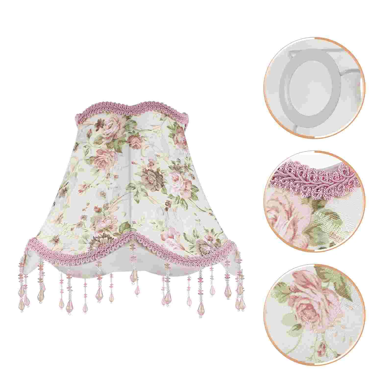 

Vintage Decor Fringe Lamp Shade Lampshades for Table Barrel Drum Small Frame Tabletop Pink Household