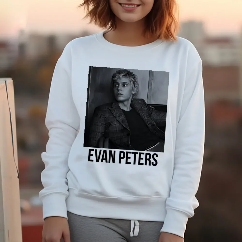 Evan Peters Printed Hoodies Autumn Sweatshirts Women Long Sleeve Casual Personaity Kawaii Clothes