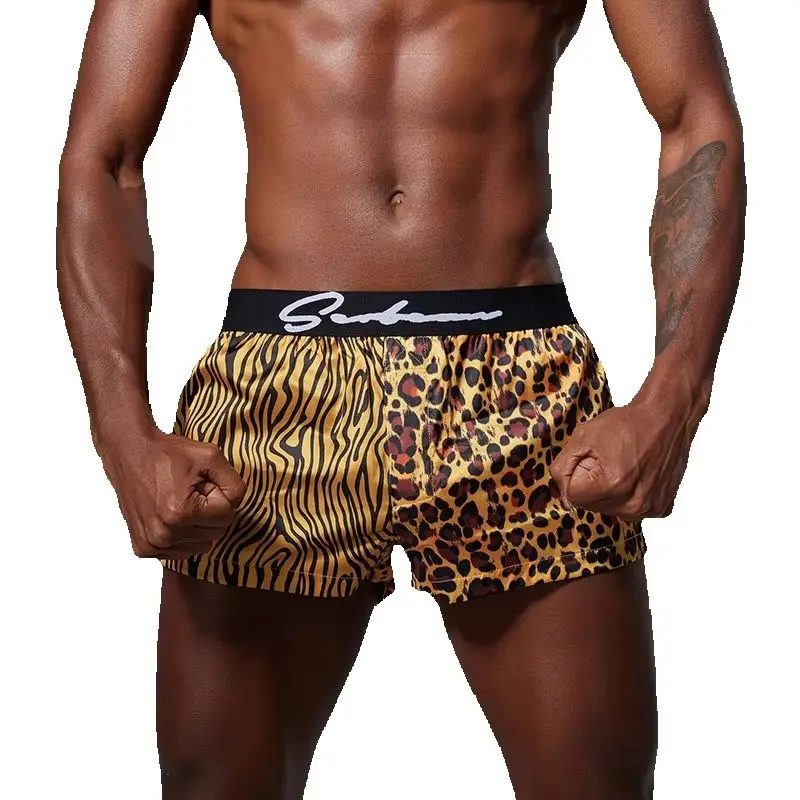 Men's Underwear Arro Pants Patchwork Boxers Shorts Fitted Shorts Fashionable Home Pants Sleepwear Leopard Male Shorts Lingerie