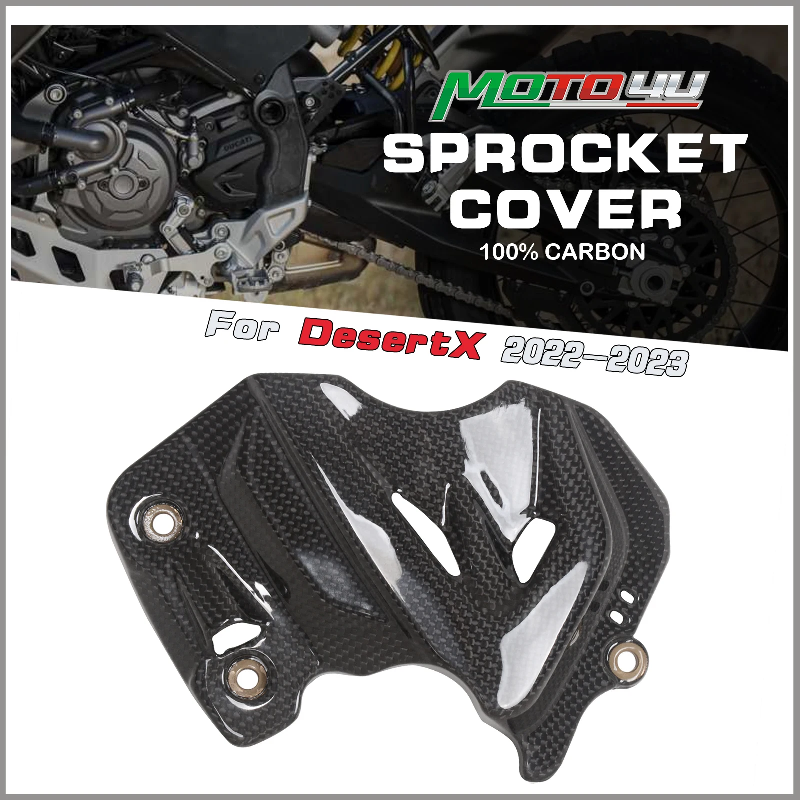 

For Ducati DesertX Desert X 2022 2023 100% Carbon Fiber Sprocket Cover Side Sprocket Chain Case Cover Motorcycle Fairing