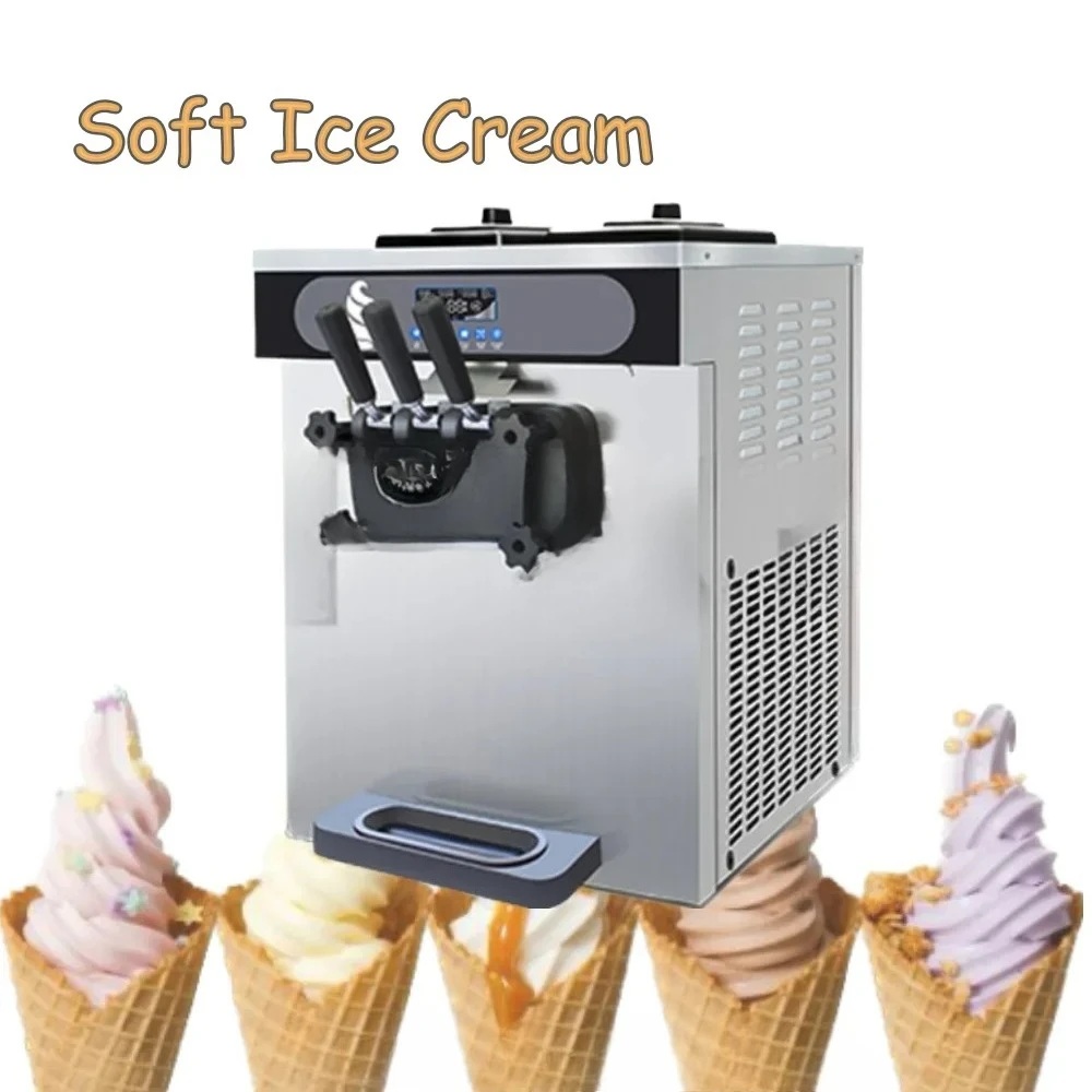 

22~25L/H Commercial Soft Ice Cream Making Machine 3 Flavors 2000W Ice Cream Machinery For Business