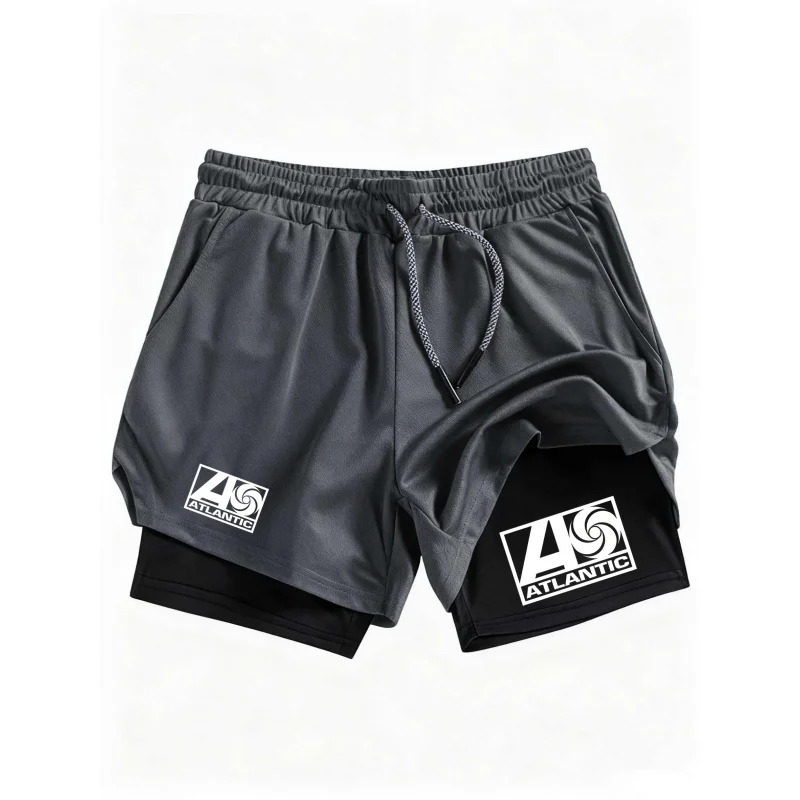 

ATLANTIC-Letter Printed Shorts For Men And Women Double-Layer Loose Sports And Casual Pants Beach Fitness Summer New 2026