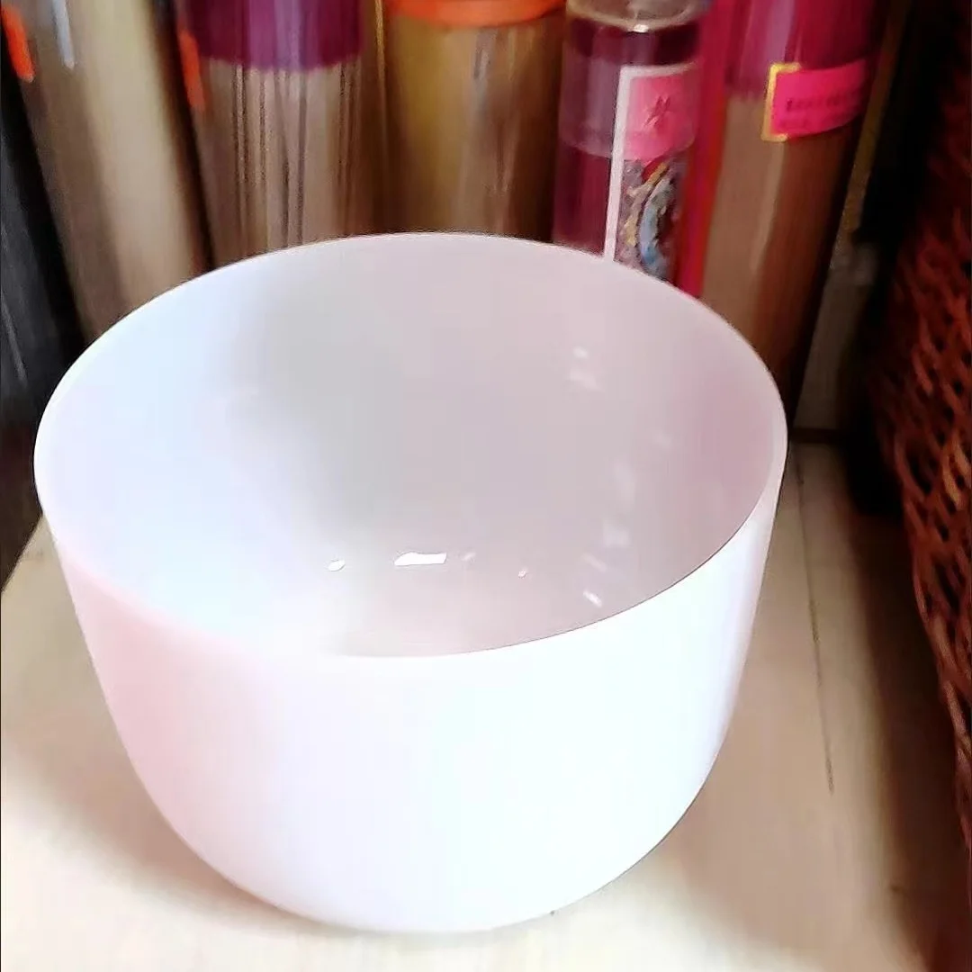 

432hz/440hz 14" tuned CDEFGAB note white crystal singing bowl for Sound Healing Chakra Meditation