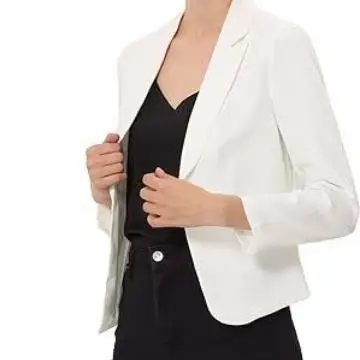 

Women's Front Open Office Work Crop Top Suit Jaet with Long Sves And Tailored Fit for Commuting And Busin Casual Wear