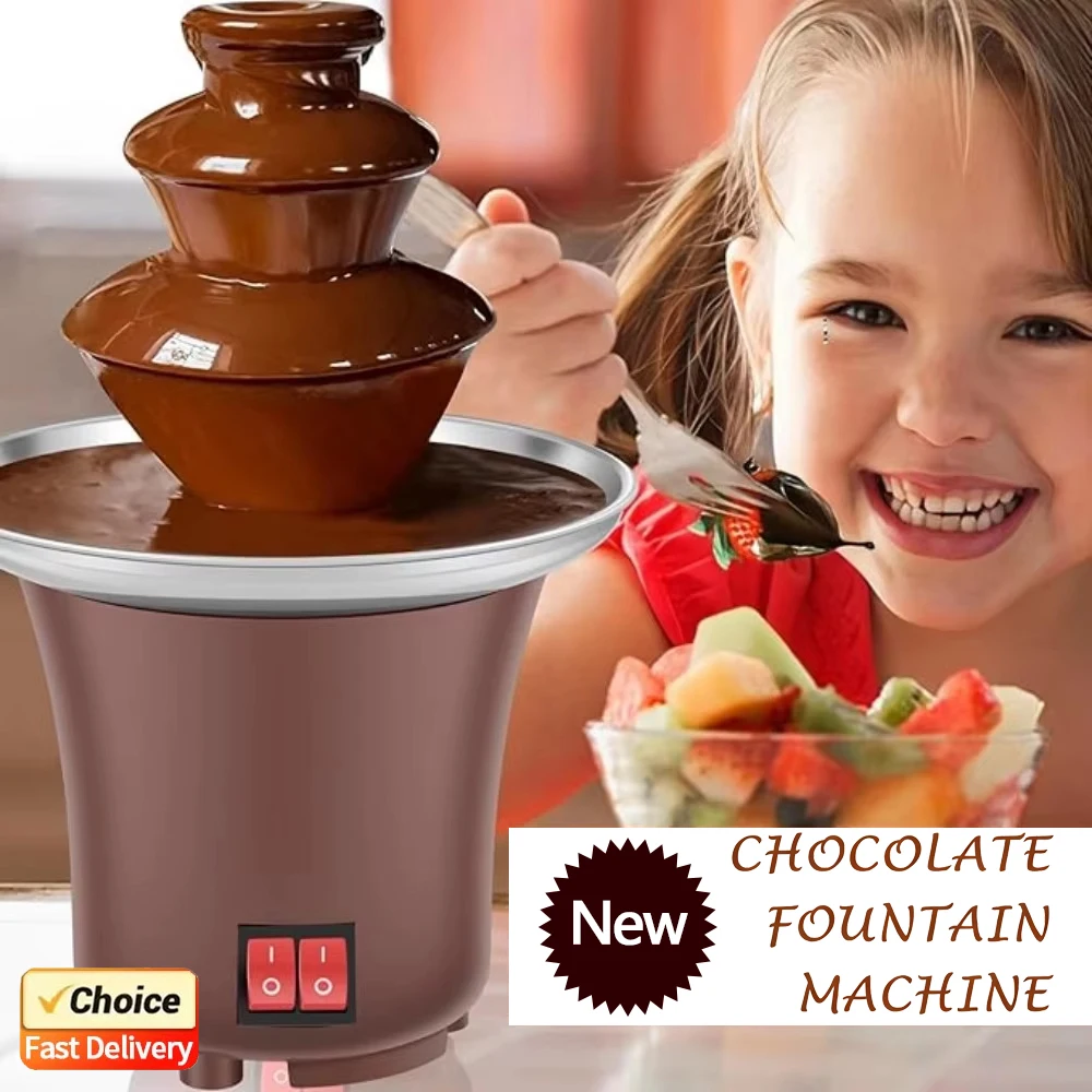 2026 New 3 Layer Chocolate Fountain 10oz Capacity Household Electric Chocolate Fondue Machine for Candy Cheese Melting