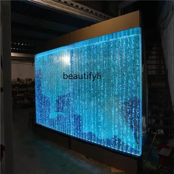 

yj57 New Light Luxury Large acrylic screen water curtain wall flowing water creative aquarium entrance partition