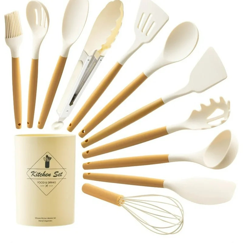 Silicone Kitchen Utensils,Turner Tongs,Spatula,Spoon,Brush,Whisk for Nonstick Cookware,Heat Resistant,Dishwasher Safe (BPA Free)