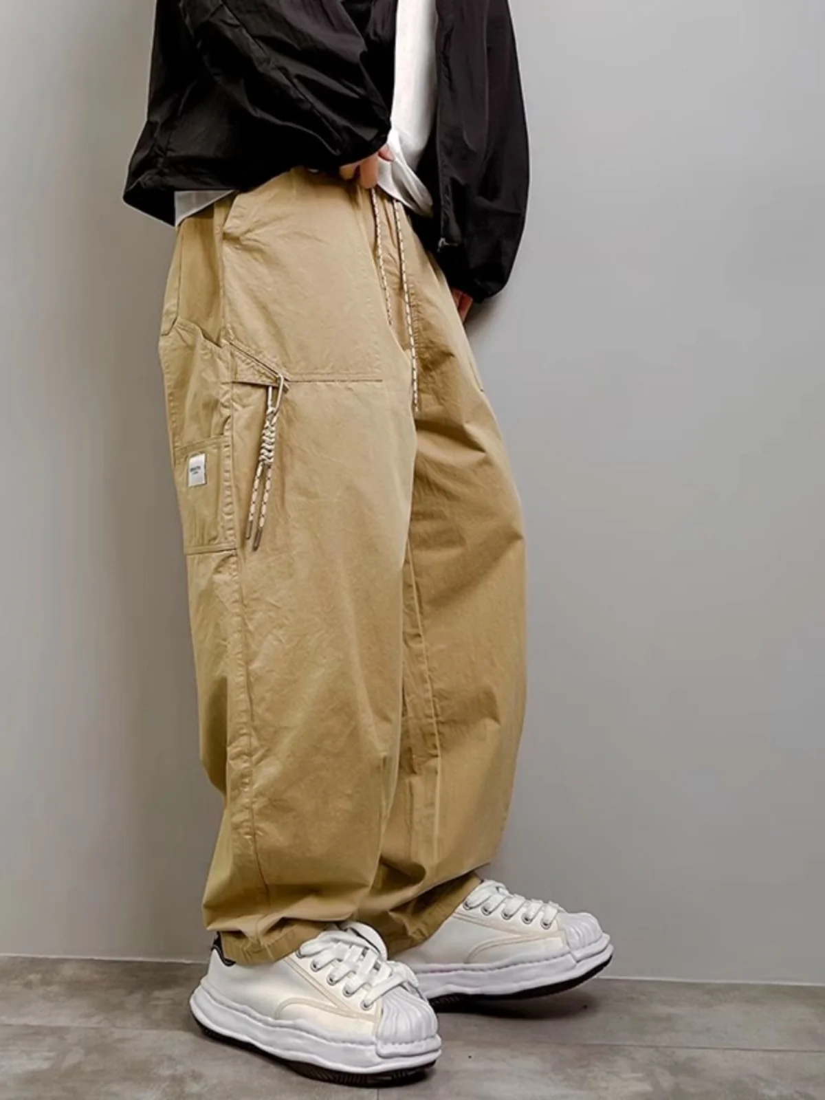 Loose Straight Leg Workwear Trousers for Men Casual Vintage Japanese Style Autumn Fashion High Waist Cotton No Ironing Needed