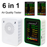 10/6 in 1 Air Quality Monitor CO CO2 TVOC HCHO Gas Analyzer PM2.5 PM10 AQI Formaldehyde Tester Detector Sensor for Home Office