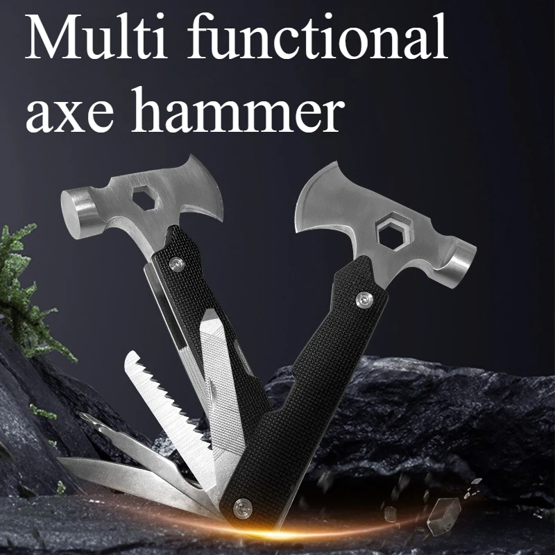 

New Multi Functional Mini Axe Hammer Outdoor Multi Functional Tool Ten in One Life Hammer