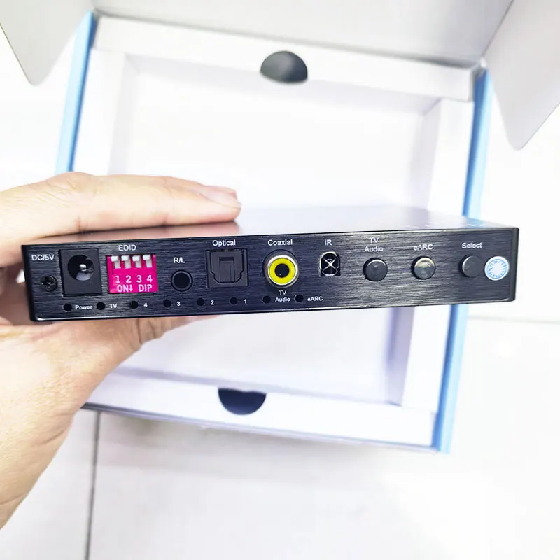 4K 60Hz 4ポートeARC双方向スプリッターオーディオエクストラクター、2ポートスイッチャー（HDMI、OSLink、SPDIF、COAXIAL、5.1chオーディオ対応）