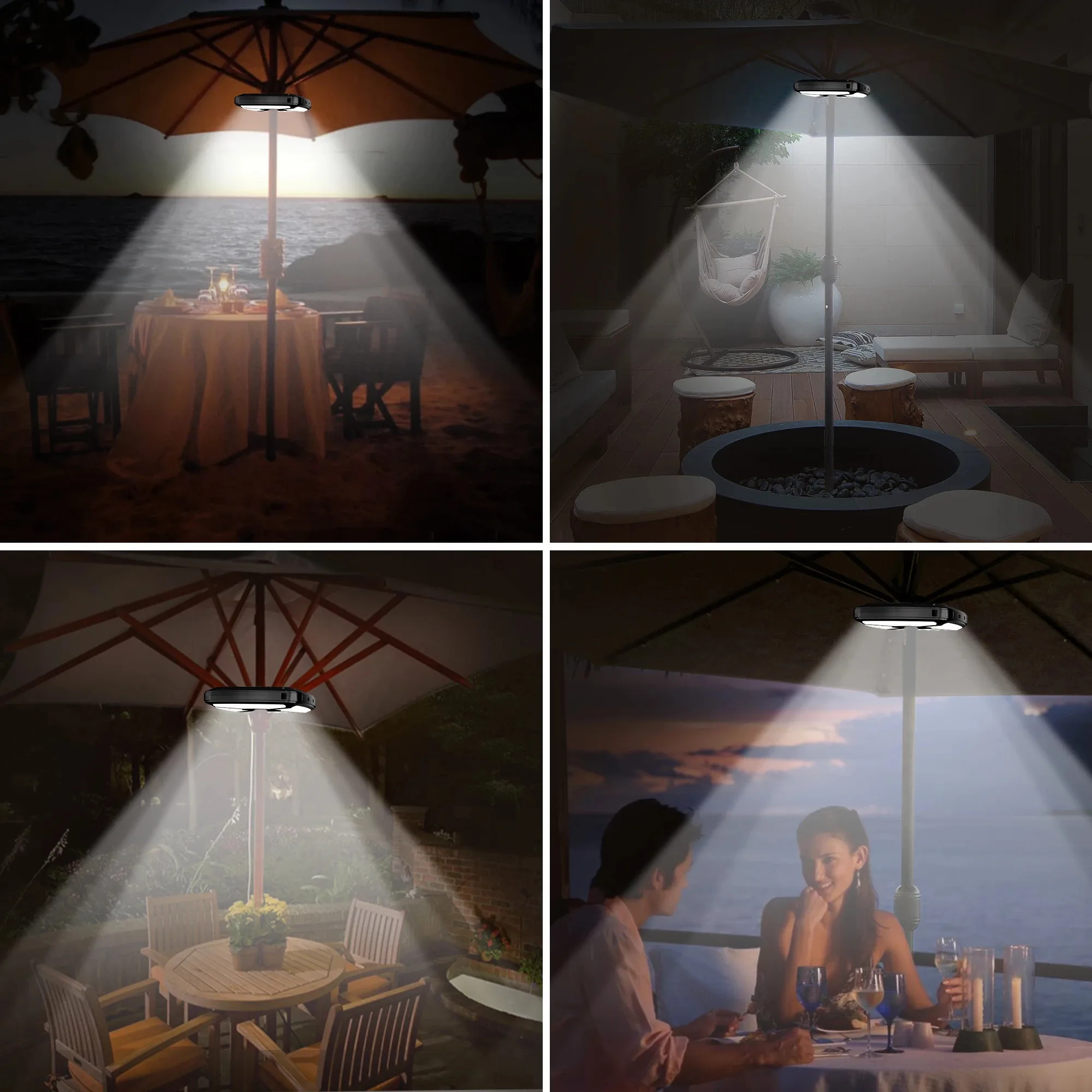 32 LEDs Parasol ไฟชาร์จ USB 2โหมด5200MAh 72ชั่วโมงแสงไฟร่มกันน้ำสำหรับ Garden Seaside Camping