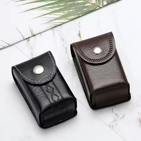 Classic Belt Wearable PU Glasses Case Men Portable Leather Folding Glasses Box for The Elderly Glasses Storage Box