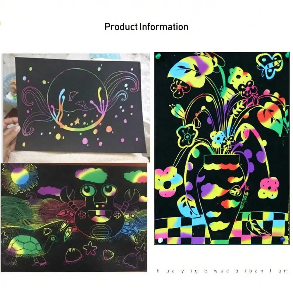 

50 шт., бамбуковый набор стилусов Art Rainbow Scratch Paper, наборы для рукоделия, наборы для детей, для развлечения, игрушки «сделай сам», сувениры для вечеринки, игры