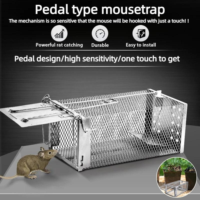

1PCHot selling household galvanized iron cage can be reused to catch mice A fully automatic mouse trap designed for family peace