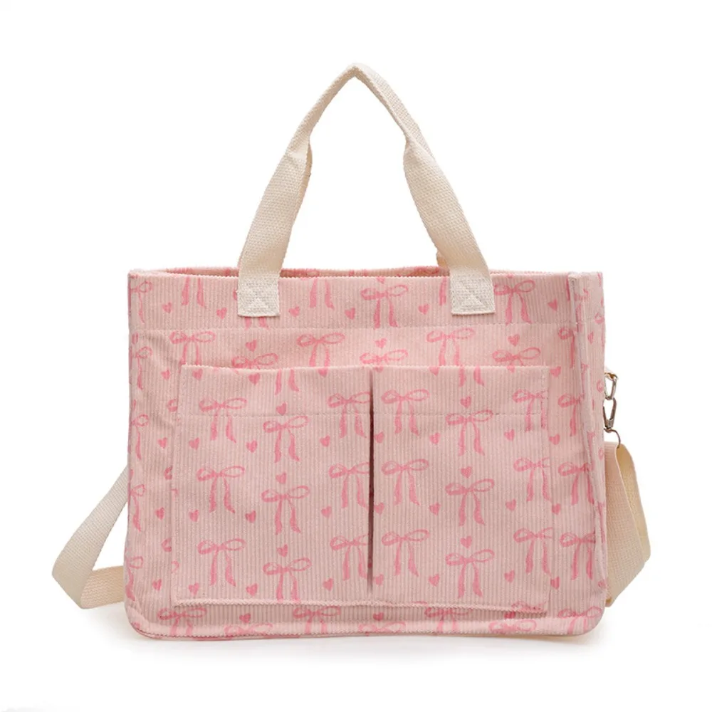 

Portable Large Capacity Bow Tote Bag Cute Strawberry Women Shoulder Bag Printied Korean Style Travel Bag Travel