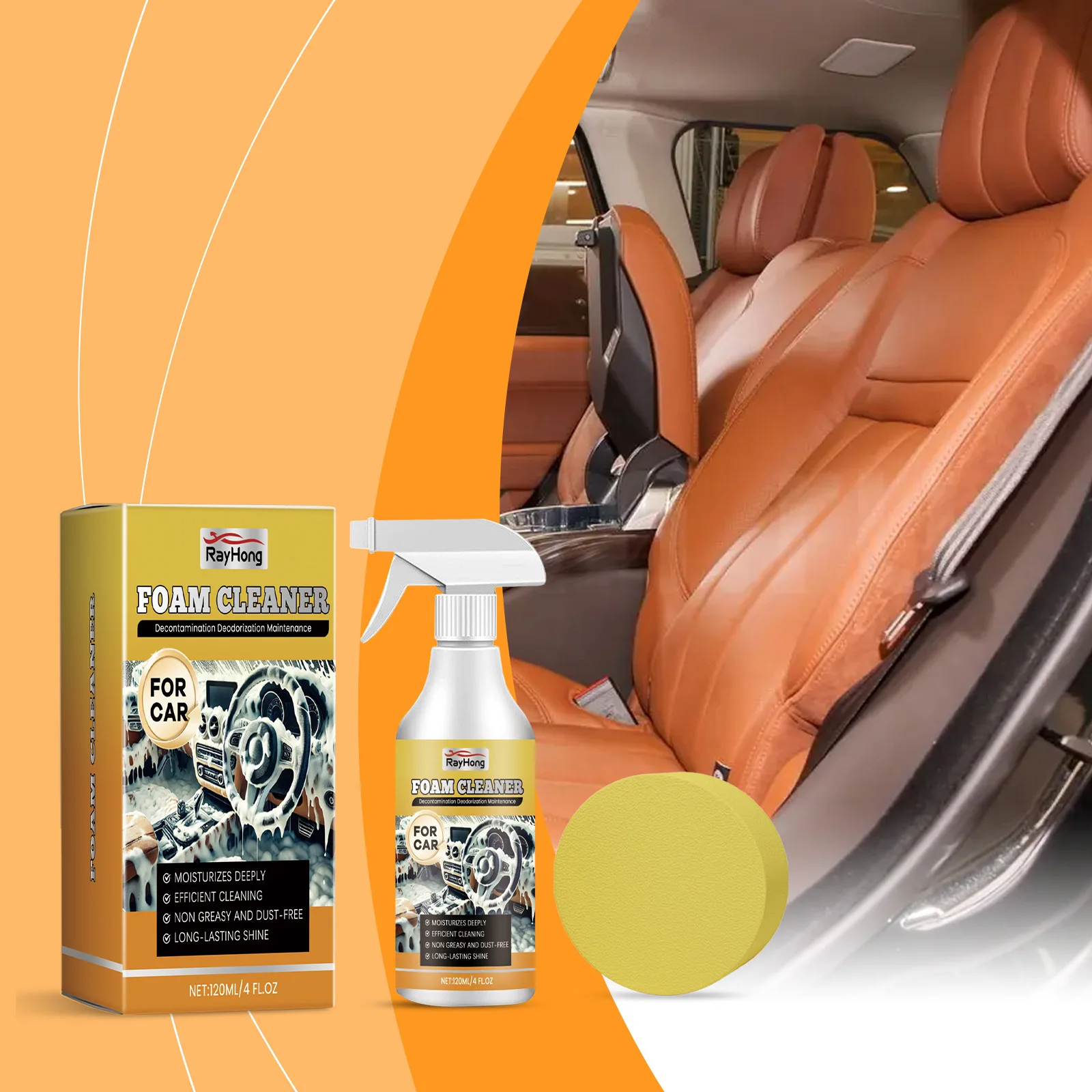 

Multi-Surface Car Foam Cleaner - Interior Deep Cleaning & Water-Repellent Protection, Safe for Leather & Plastic, 1 Set