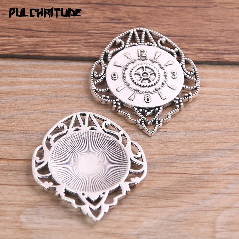 2PCS 36*44mm Two Color Vintage Metal Zinc Alloy Big Clock Charms Fit Jewelry Pendant Charms Makings