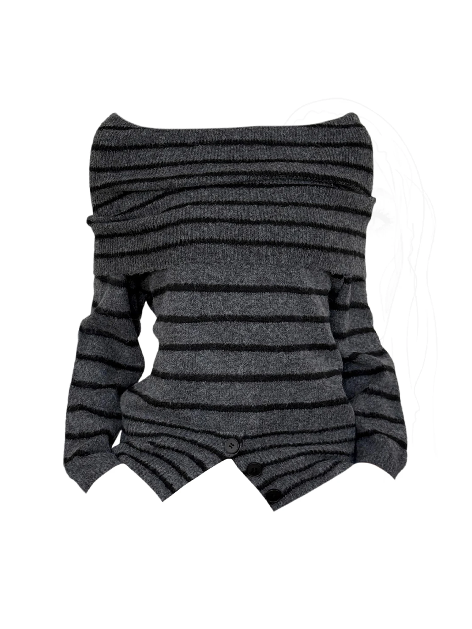 المرأة مخطط متماسكة البلوز سترة خمر 2000s مائل الرقبة البلوز تريكو طويلة الأكمام الكورية لينة مريحة سترة الخريف الشتاء #1