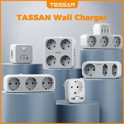 TESSAN EU KR AC Çıkışlı ve USB Şarj Bağlantı Noktalı Fiş Güç Şeridi Ev Ofis için Çoklu Duvar Soketi Adaptörü