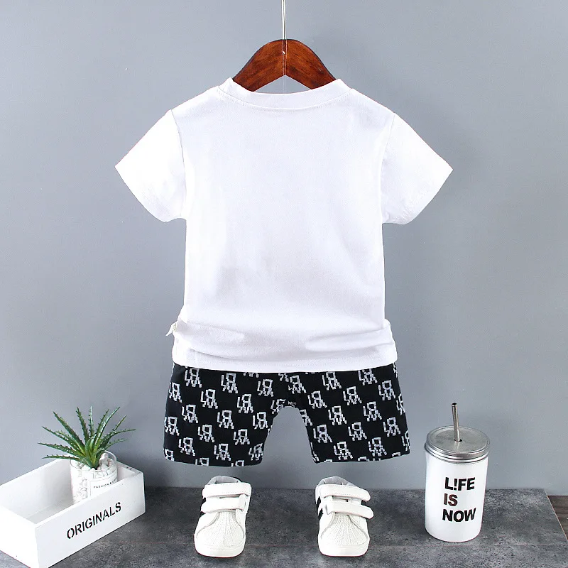 Summer Baby Boy Clothes 9 to 12 Months Luxury Designer Cartoon Short Sleeved T-shirts Tops + Shorts Kids Suits Boys Outfits Sets