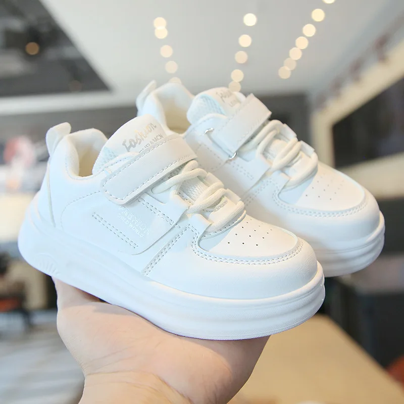 Children Spring Low-Top Sneakers Boy Girl Soft-Soled White Shoes Breathable Durable Sports Shoes Baby Daily School Outfits Kids