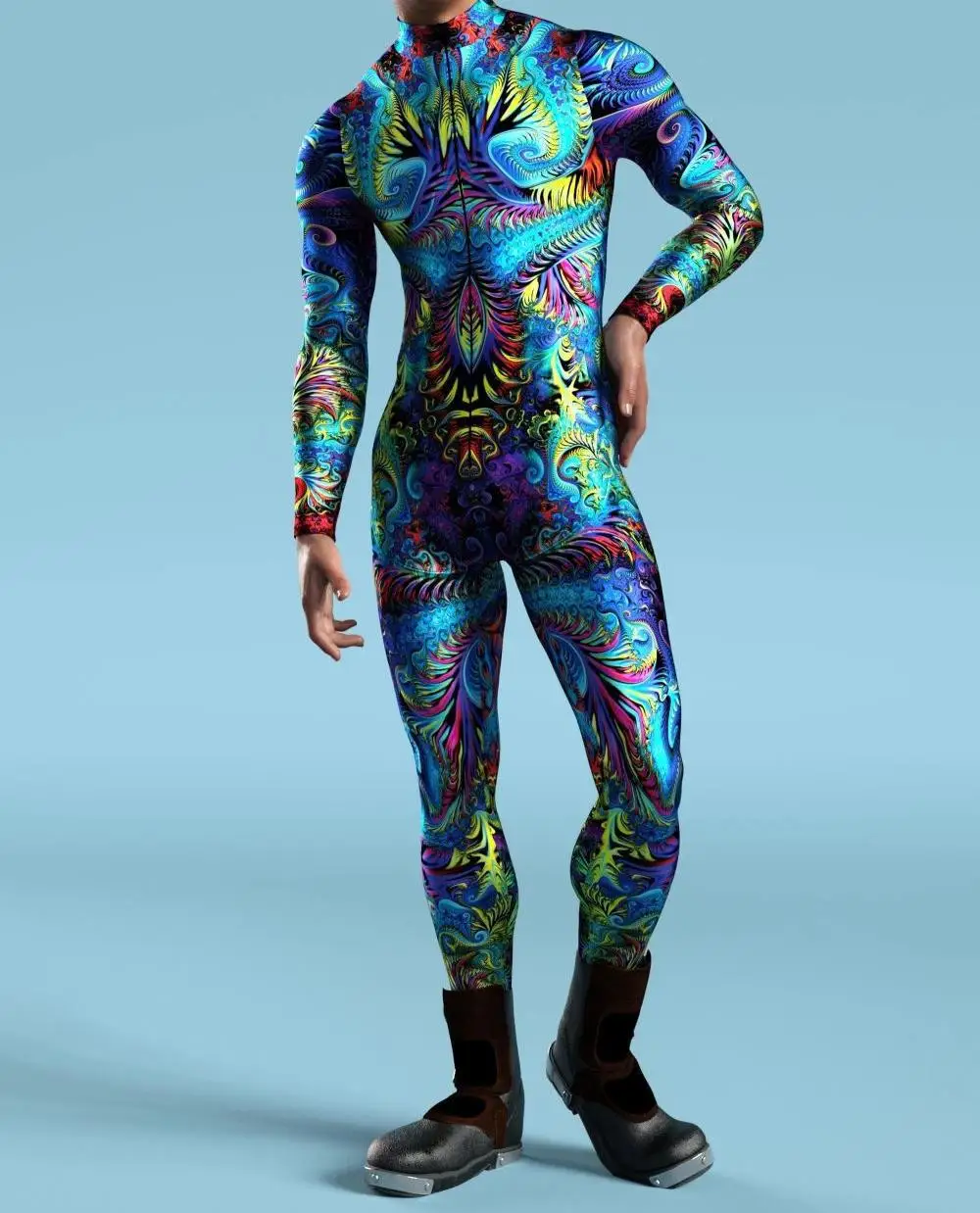 Mehrfarbige Coole Männer ​ ​ Performance-Jumpsuit, Rollenspiel-Strumpfhose, Steampunk-Kostüm, Party-Mechaniker-Strumpfhose, Radsport-Bodysuit – Detail 8