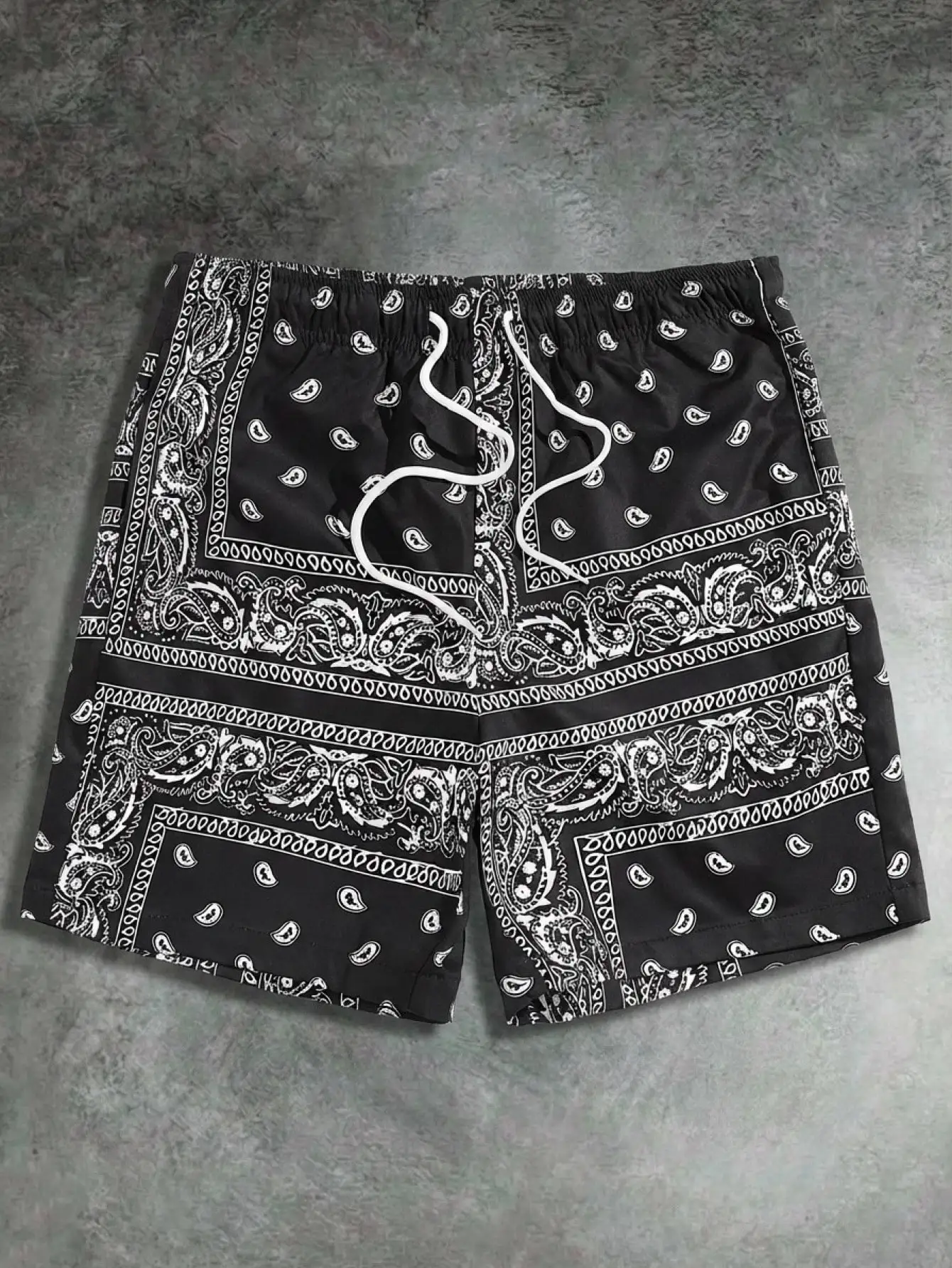 Trendy Bohemian Paisley Bandana Print Shorts Unisex Loose Soft Lightweight Casual Summer Streetwear Daily Lounging Beach Trip
