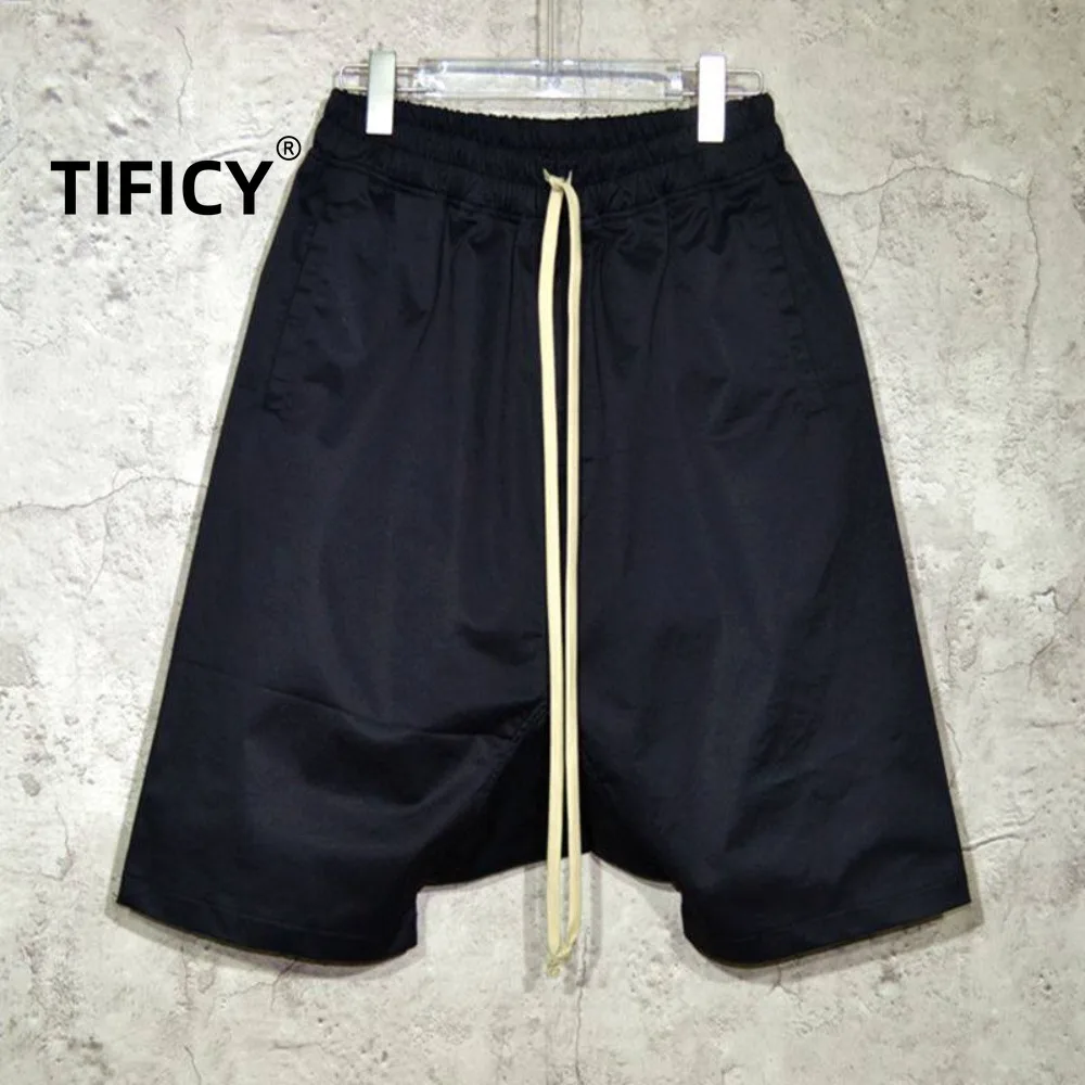 

High Street Black Shorts RO Haren Pants Men's Elastic Waist Casual Loose Streetwear Five Quarter Pants Men Clothing Clothes