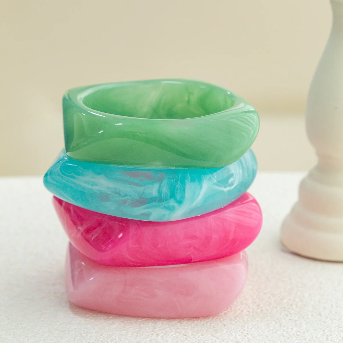Pulsera acrílica con diseño de mármol para mujer, brazaletes de uso diario y fiestas, Punk, a la moda, para verano y playa