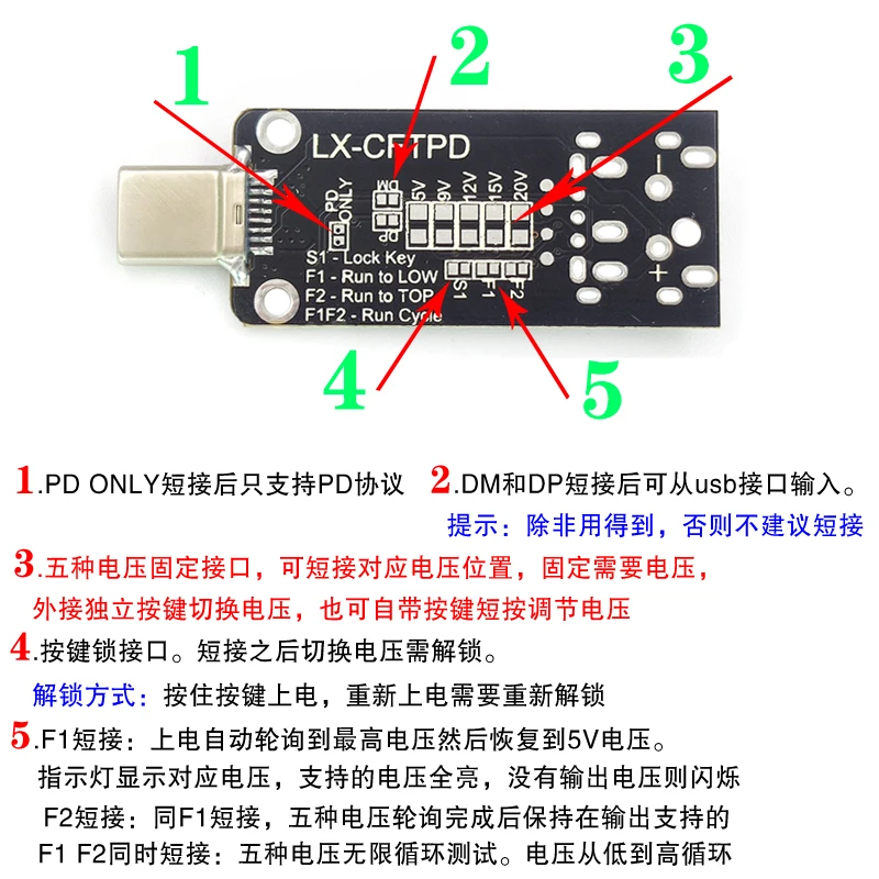 1 piece PDQC Decoy Fast Charge Test Board Voltage Inducer TypeC Burn-in Tool Full Protocol Burn-in Tester