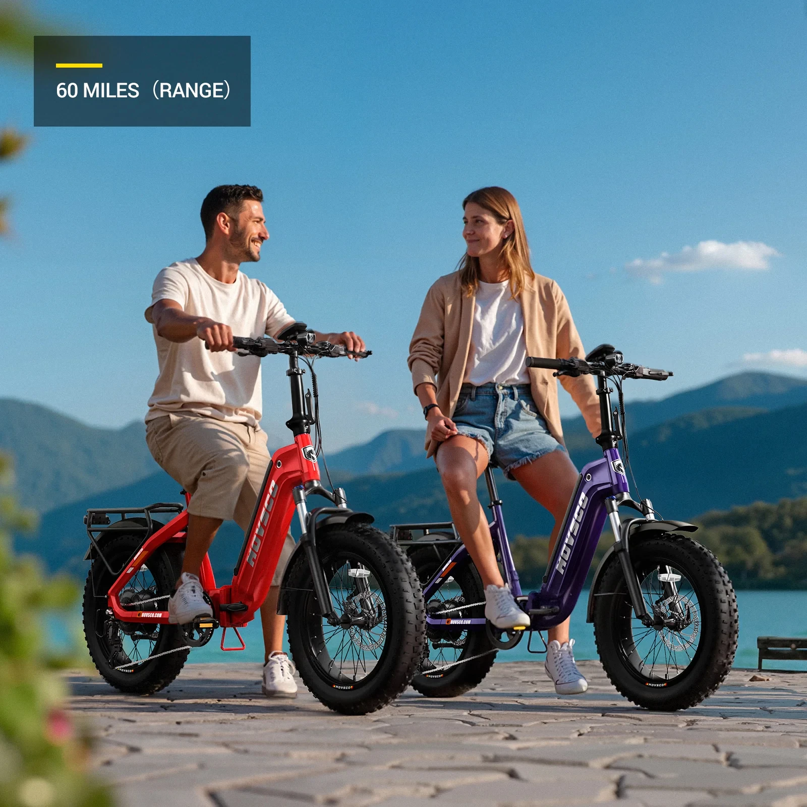 

HovBeta 20" 4.0 15Ah Aluminum Alloy Frame Electric Folding Bike Foldable City Ebike 1200W Adult Road Bike Hybrid Fat Tire E-bike