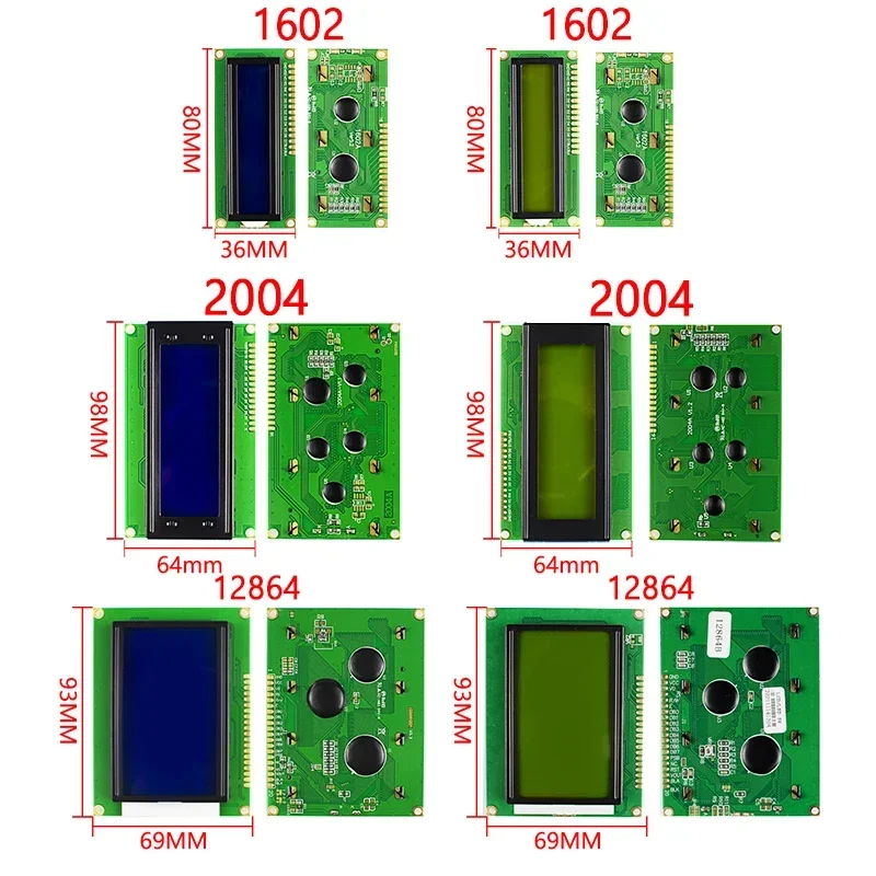 Module LCD écran bleu vert pour Arduino 0802 1602 2004 12864 caractère LCD UNO R3 Mega2560 affichage PCF8574T IIC I2C Interface