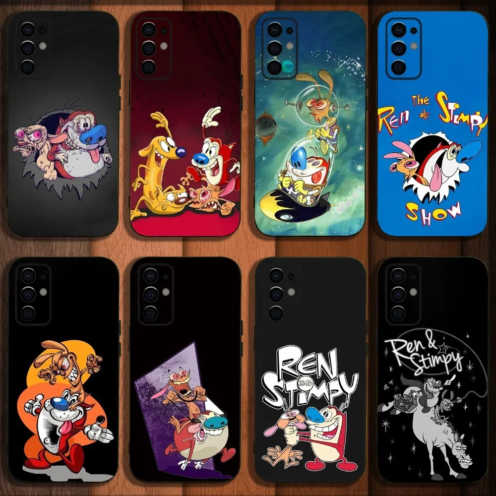 Anime Ren and S-stimpy Phone Case For Samsung S24,S21,S22,S23,S30,Ultra,S20,Plus,Fe,Lite,Note,10,9,5G Black Soft Cover